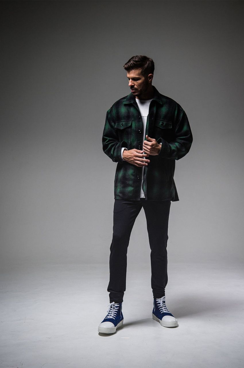 WOOLCHECK OVER CPO JK GREEN CHECK /ウールチェックオーバーサイズCPOジャケット