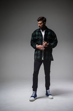 RESOUND CLOTHING - WOOLCHECK OVER CPO JK GREEN CHECK /ウール