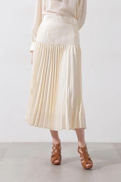 ヨークプリーツスカート (エクリュ) / ポリエステル 100% / 0315120220