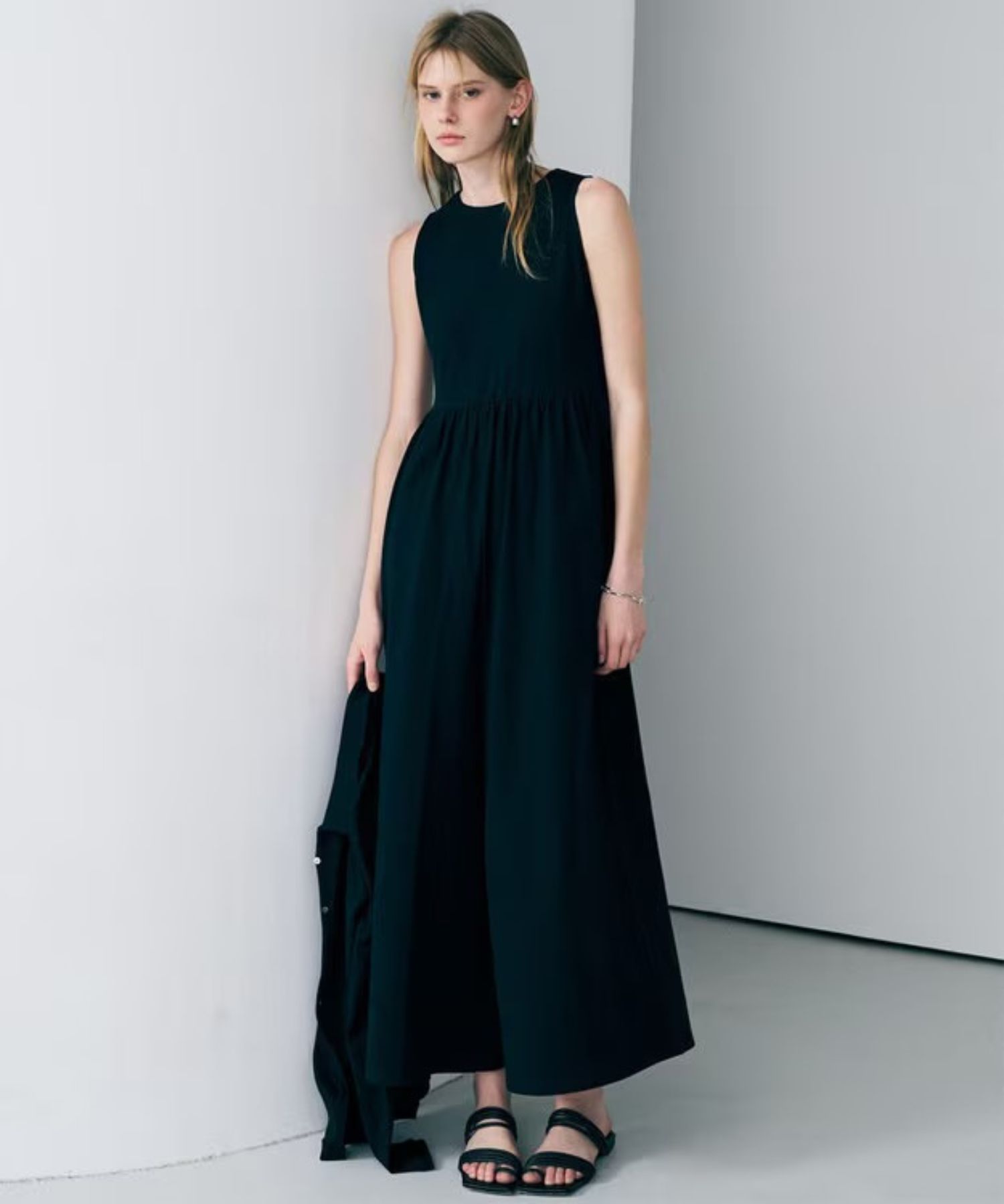 プレーンジャージオールインワン(ブラック) 綿 / ウォッシャブル / OPUVLM0413