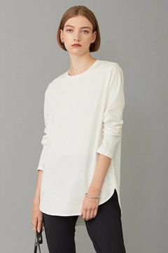 シンプルジャージーロングスリーブTシャツ(ホワイト)綿100% / 洗える