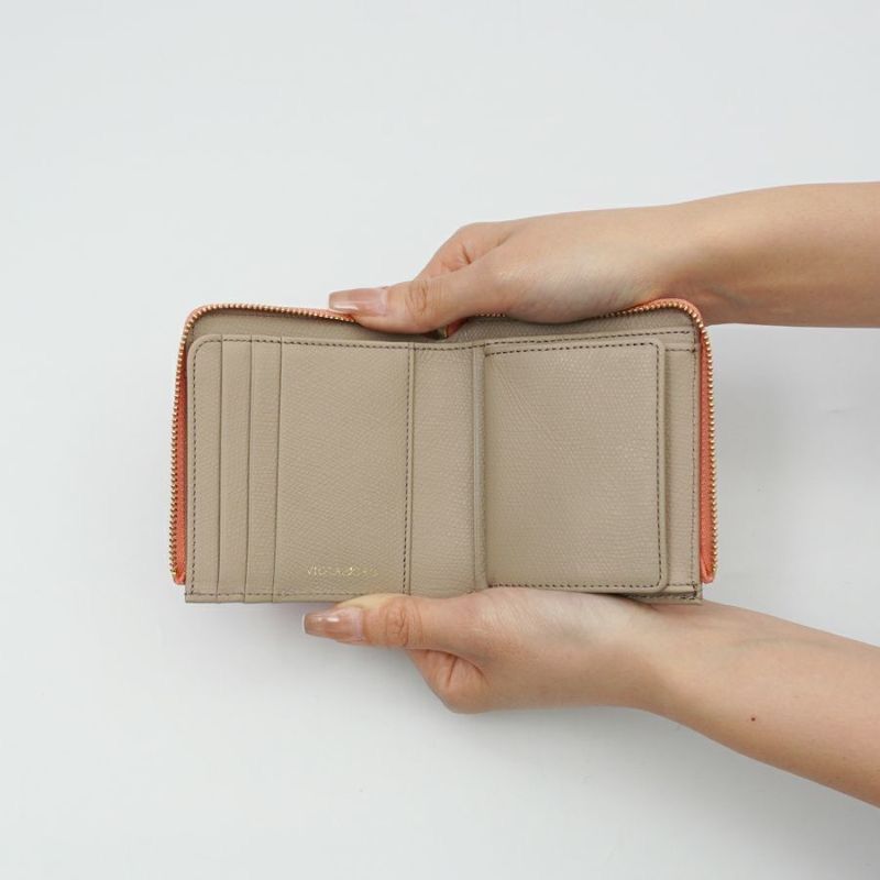 【PORTA / ポルタ】V-5076（Pink / ピンク）ヌメ革 二つ折りL字型財布 / 牛革 (Italian Leather) / 日本製