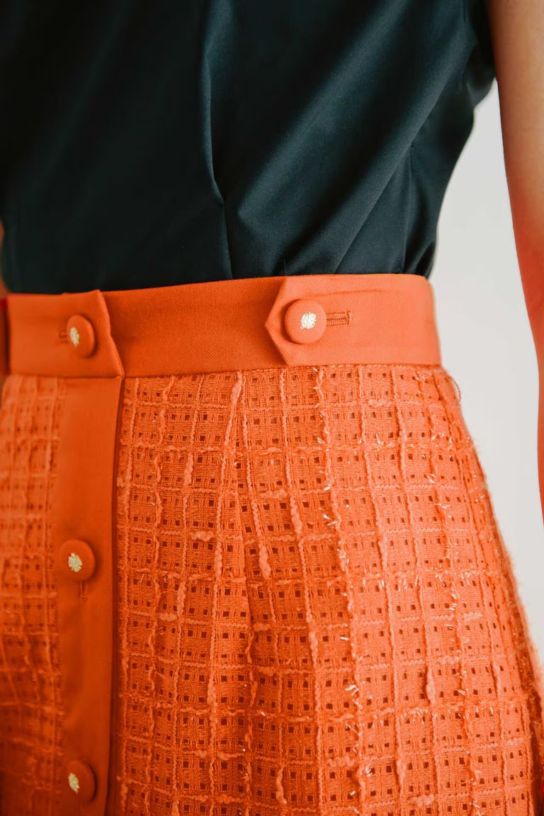 PINKY&DIANNE - フィルムツィードスカート（オレンジ）綿ポリ素材