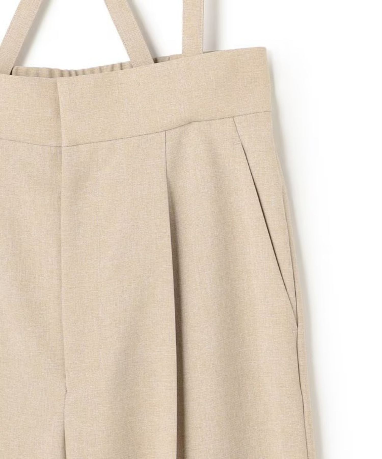 ウォッシャブルドライサップワイドパンツ(シャンブレーベージュ) ポリエステル / サスペンダー付き / ハイウエスト / センタープレス / バックスタイルゴム / PRUVLM0401