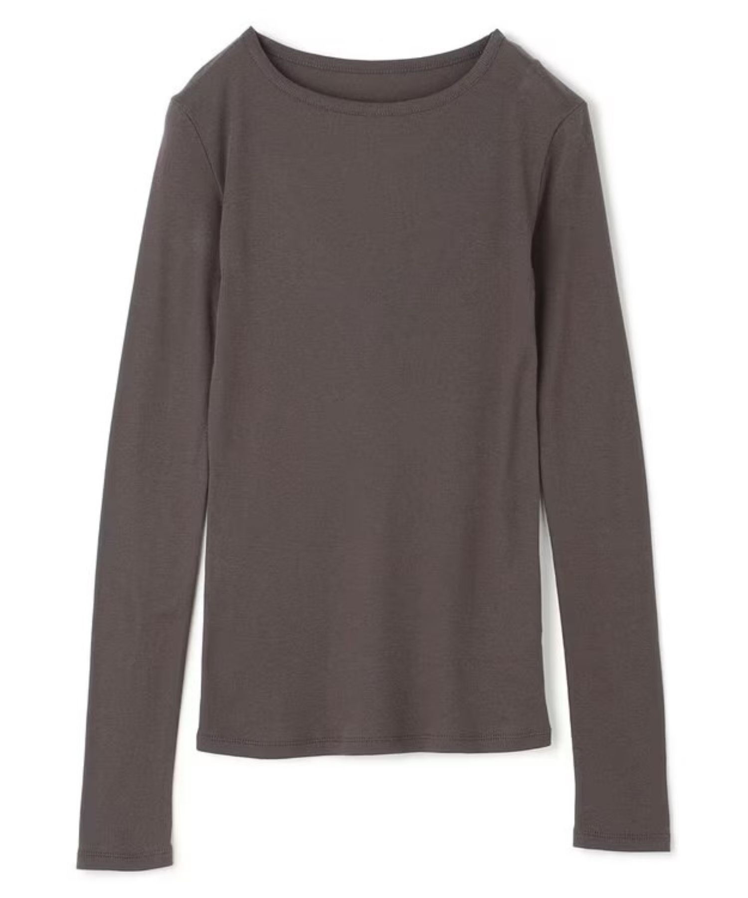 アルビニスタシフォンテレコボートネックカットソー(チャコールブラウン) 綿 / ウォッシャブル / クルーネック / KKUVCA0205