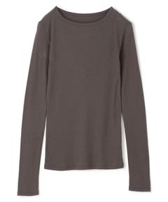 アルビニスタシフォンテレコボートネックカットソー(チャコールブラウン) 綿 / ウォッシャブル / クルーネック / KKUVCA0205