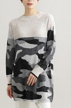 CAMOUFLAGE JACQUARD KNIT TUNIC / カモフラジャカードニットチュニック