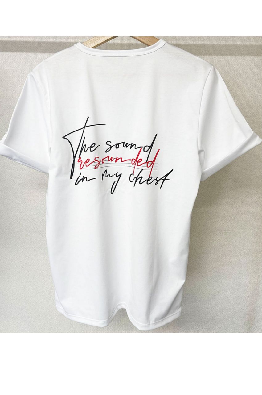 Message chest ROLL UP jersey TEE WHITE /メッセージロゴ レギュラーフィット ロールアップカットソー