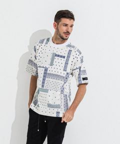 BANDANA OVER  TEE (WHITE) コットン / オーバーサイズ / オーガニックコットン / 5部袖 / RC36-T-009