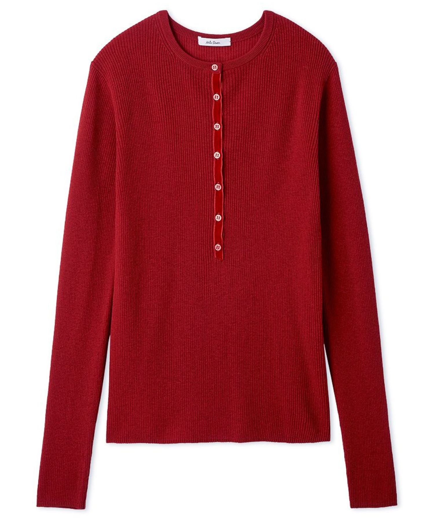 ベロアヘンリーネックリブニット( RED ) ポリエステル / ベロアテープ / ウール混 / 伸縮性 / 手洗可/ 09WNT255001