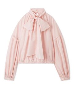 ボウタイシアーブラウス ( PNK ) ポリエステル/ ボウタイを取り外し可能/ シアー 素材 / 裾ゴム / 09WFB255021