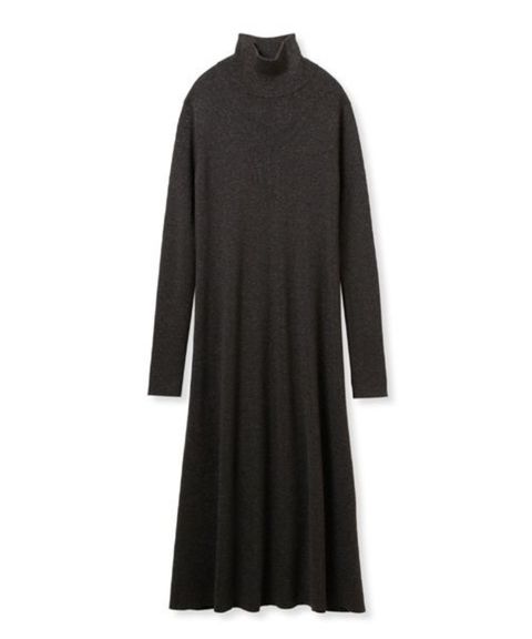 タートルネックリブニットフレアワンピース ( GRY ) アクリル / 袖サムホール / 伸縮性も高い / ハイネック /  09WNO255032