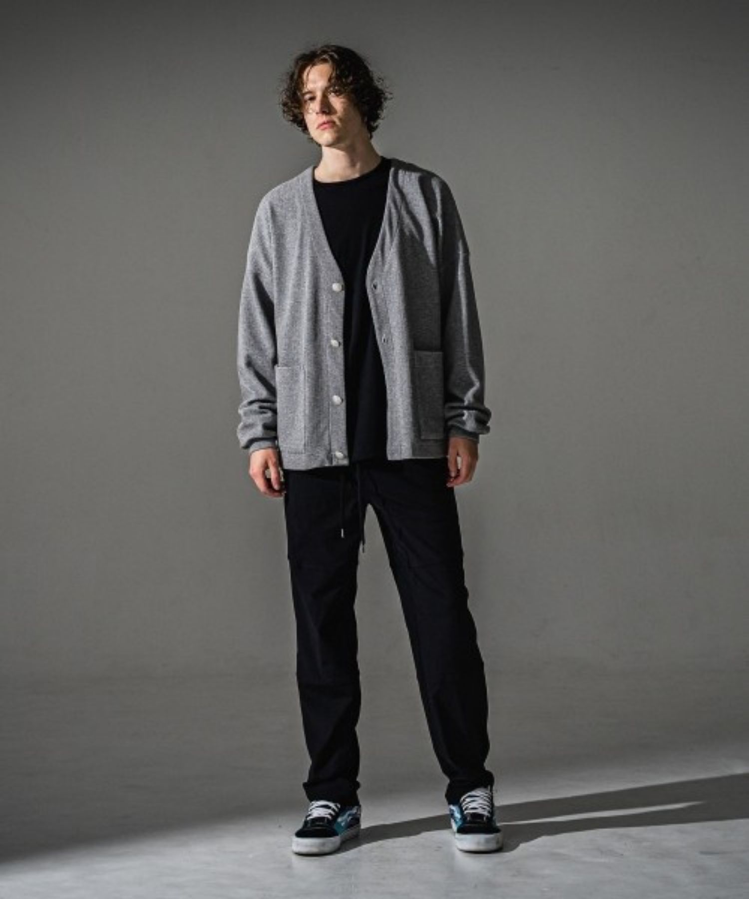 blister knit C/D (GREY) ナイロン /幾何模様 / ストレッチ / パッチポケット / 手洗可 / RC41-C-004
