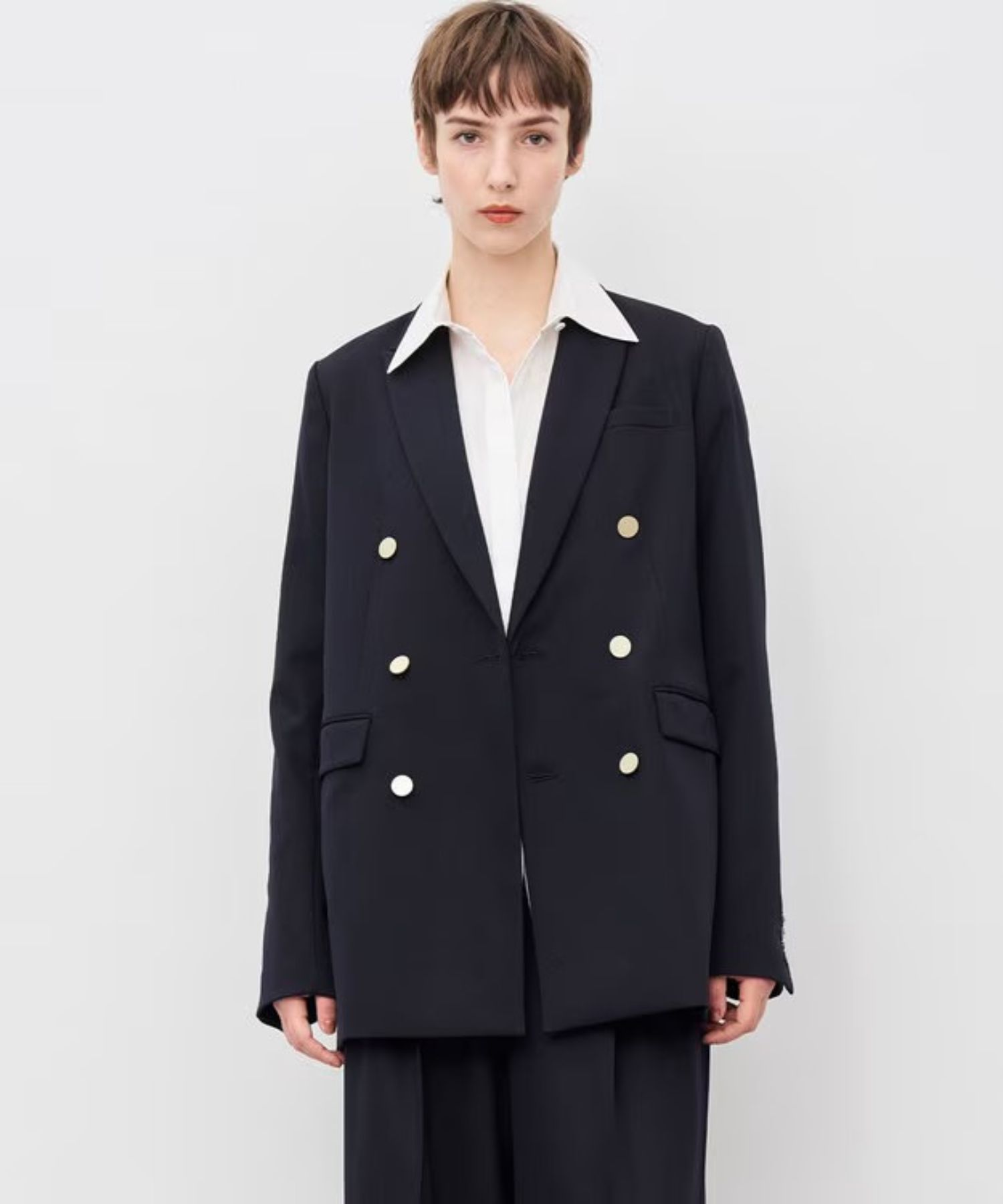 TWドビードスキンブレザー(ネイビー)ポリエステル / 前身頃、袖口にメタル釦 / JKUVGA0815