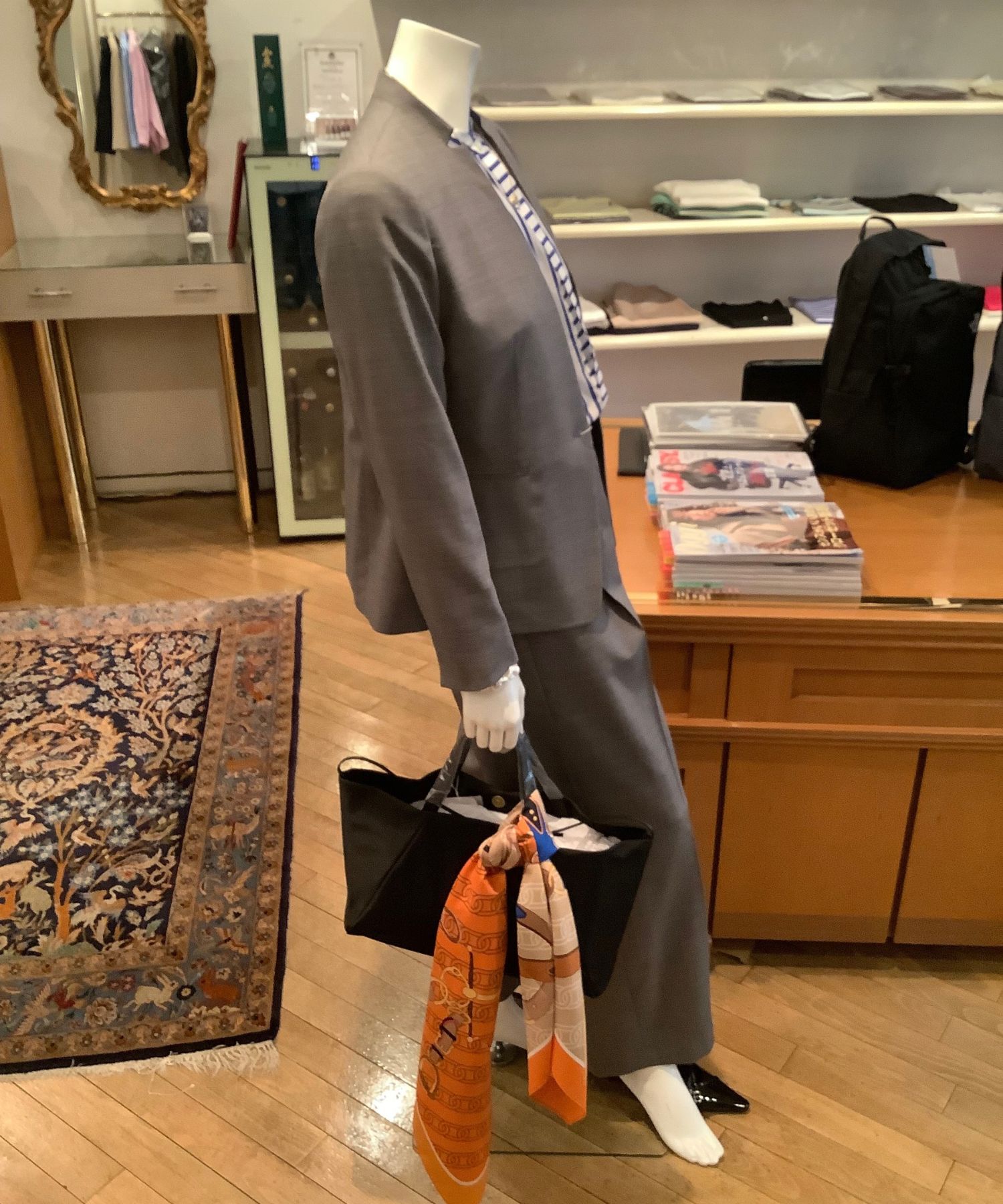 シャイニーシャーク キザミカラージャケット ( グレーブルー) ウール  / 裏地あり（背抜き) / ツヤあり / 13-07-42-07354