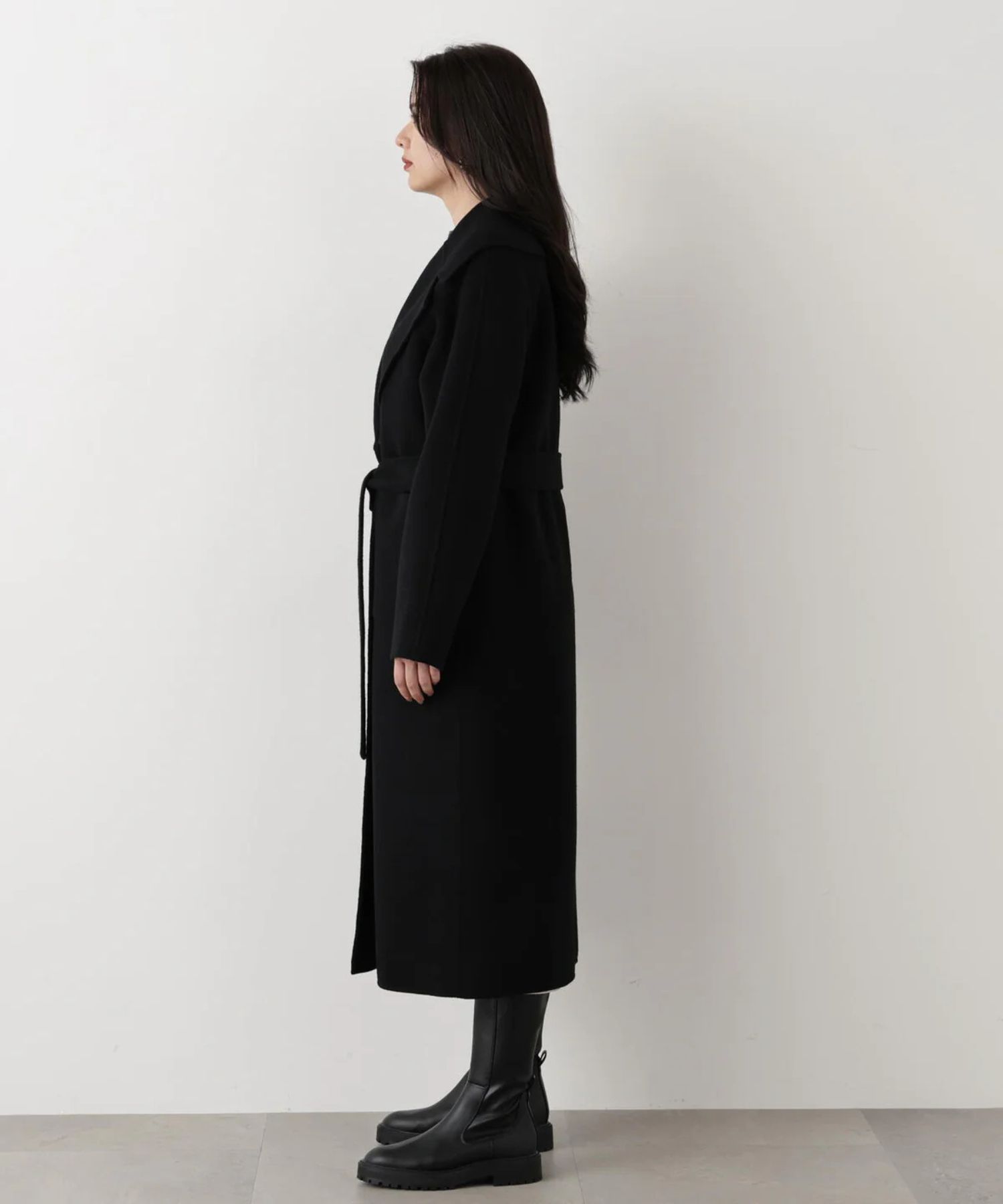 ビックカラーリバーコート(ブラック)羊毛 / 袖裏付き / ストレッチなし / ポケット×2 / 0315252016