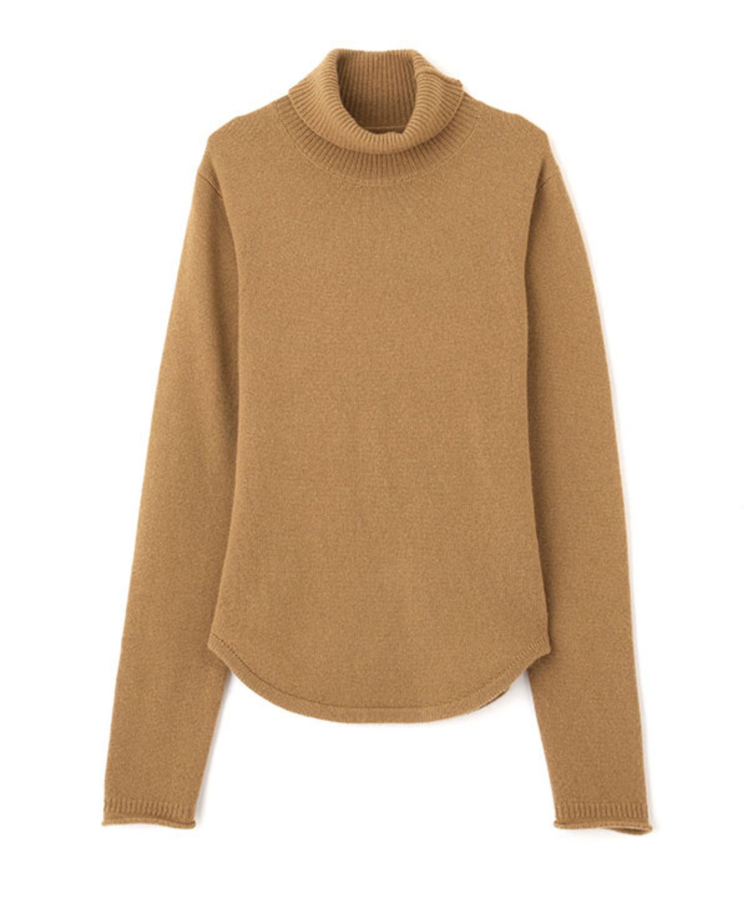 ウールカシミヤタートルネックニットプルオーバー (CAMEL) 毛 / ほどよくフィット / 裾ラウンドカット / 袖口ロールエンド / 手洗可 / 1226111008