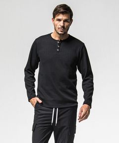 velours fleece thermal HENRY (BLACK ) ポリエステル / 裏起毛 / コンチョボタン / 暖かい / RC38-C-003