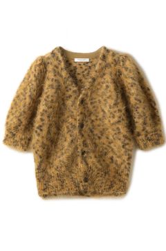 レオパード ハーフスリーブカーディガン ( ベージュ系) モヘア / クロップド丈 / パフスリーブ / 伸縮性有り / 12-02-44-02103