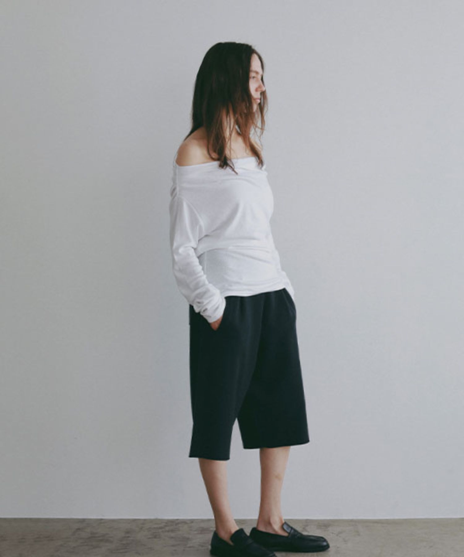 ワンショルダードレーププルオーバー(ホワイト) 綿 / ウォッシャブル / 手洗い可 / 1226212079