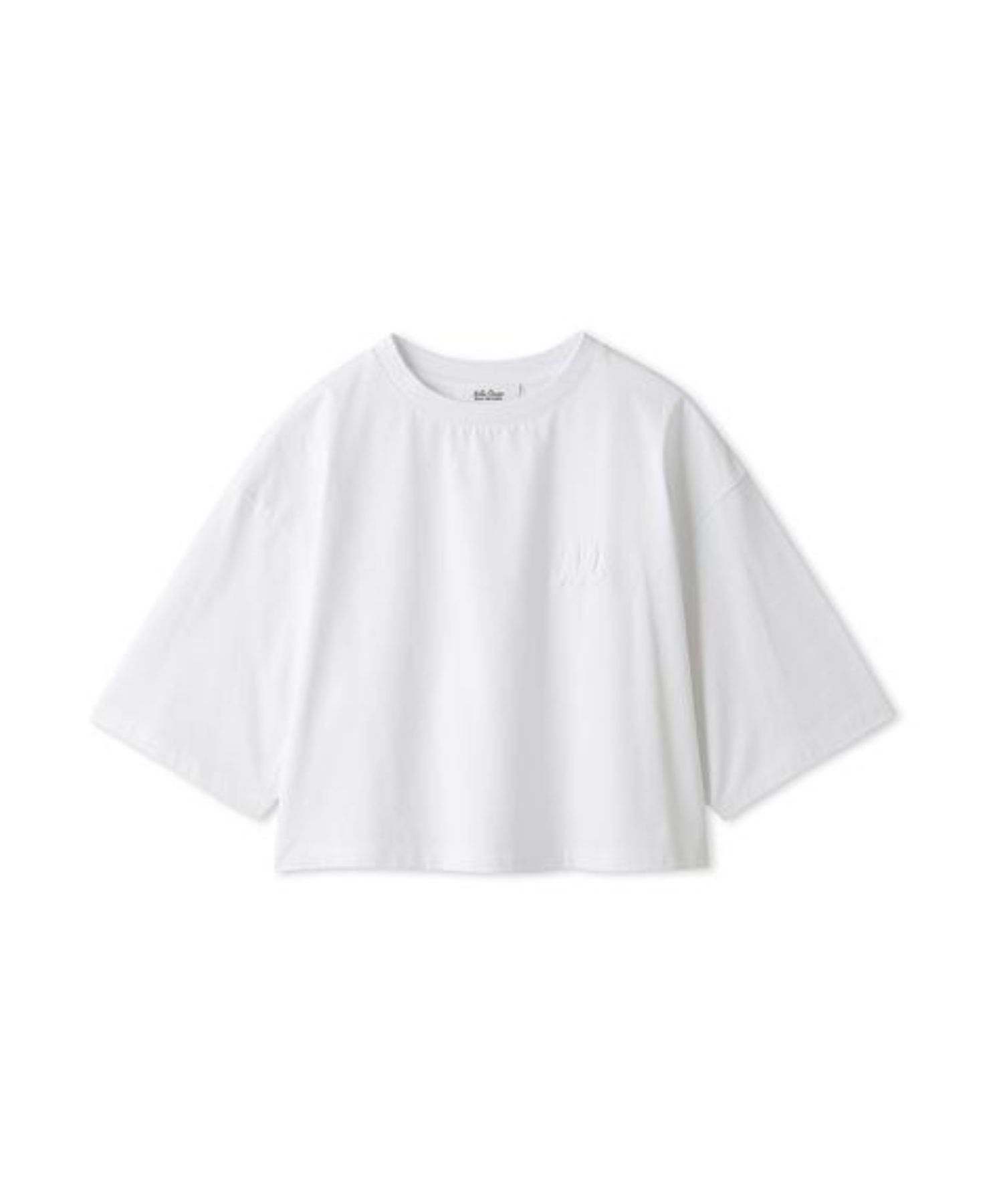 Mロゴ2サイズハイラインTシャツ (WHT) 綿 /左胸刺繍 / クロップド丈 / 光沢感 / 手洗可 / 09WCT254070