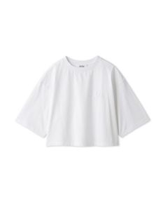 Mロゴ2サイズハイラインTシャツ (WHT) 綿 /左胸刺繍 / クロップド丈 / 光沢感 / 手洗可 / 09WCT254070