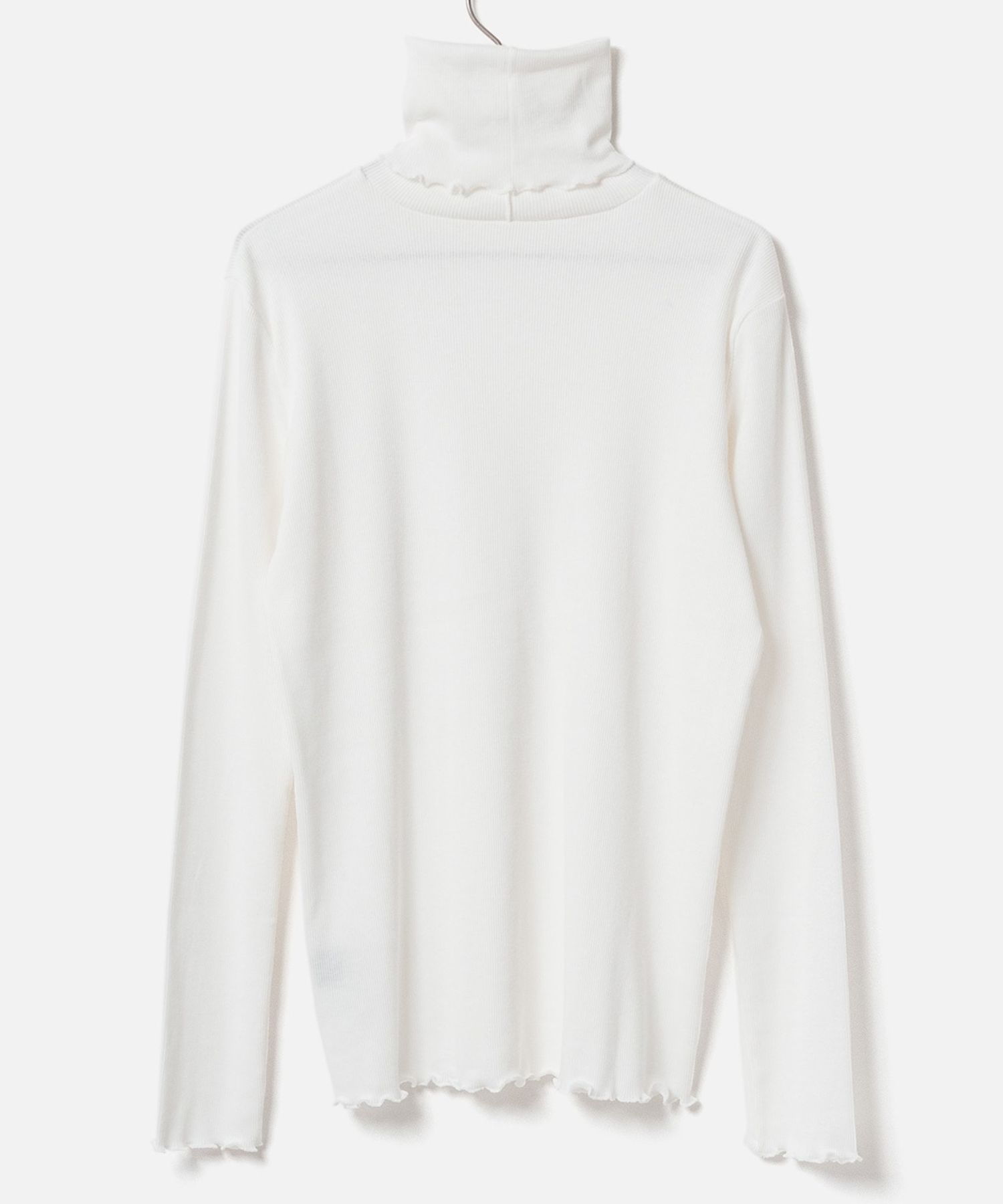 [Harriss × Keiko Okamoto] Cut-rib long turtleneck sweater ( Lemon Yellow )綿 / ロングタートルネック / メローロック / 手洗可 / OK252-45231