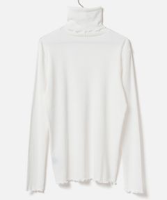 [Harriss × Keiko Okamoto] Cut-rib long turtleneck sweater ( Lemon Yellow )綿 / ロングタートルネック / メローロック / 手洗可 / OK252-45231