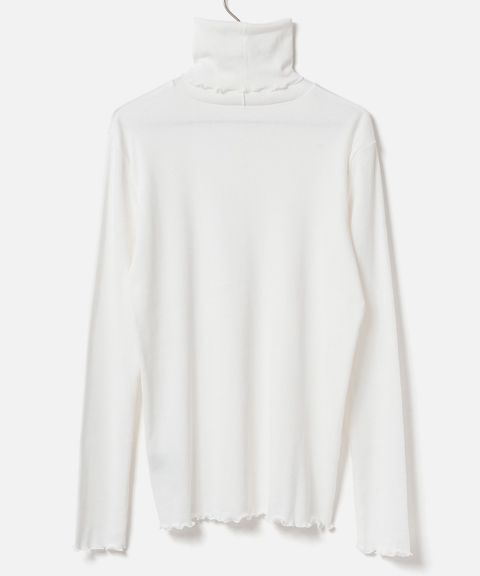 [Harriss × Keiko Okamoto] Cut-rib long turtleneck sweater ( Lemon Yellow )綿 / ロングタートルネック / メローロック / 手洗可 / OK252-45231