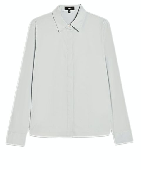 コットンクラシックフィットシャツ Good Poplin (クールフォググレー) 綿 / ストレッチ / 比翼仕立て / 01-6308206