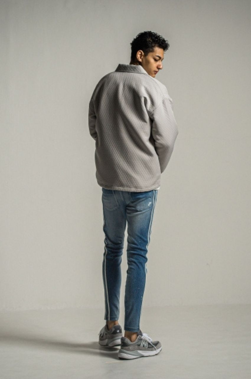quilting coach jk (GREY) ポリエステル / キルティングジャガード / 裏エコファー / ドロップショルダー /  RC34-JK-005