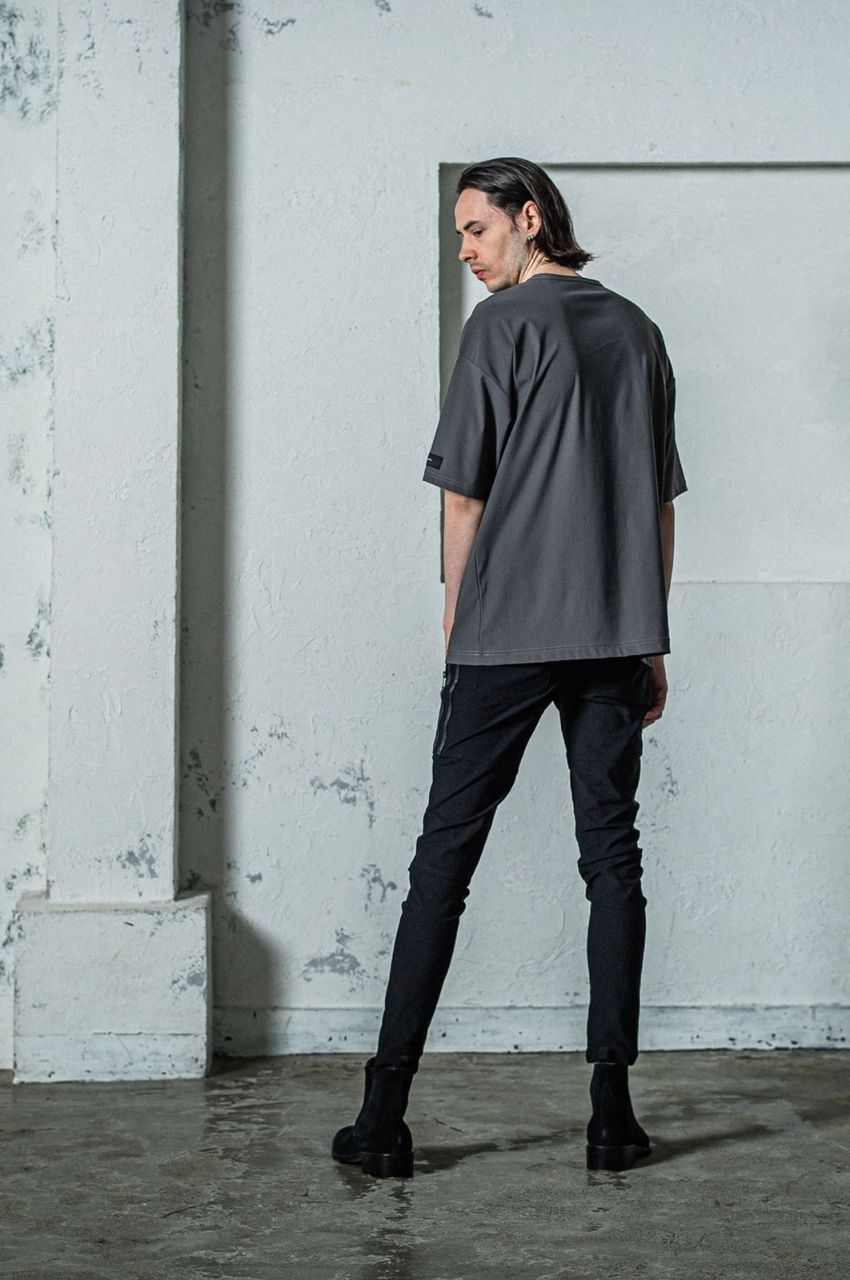 leather pocket overnylon T (グレー)ナイロン /ホームベース型ポケット / ストレッチ/ 速乾性 /RC35-T-005