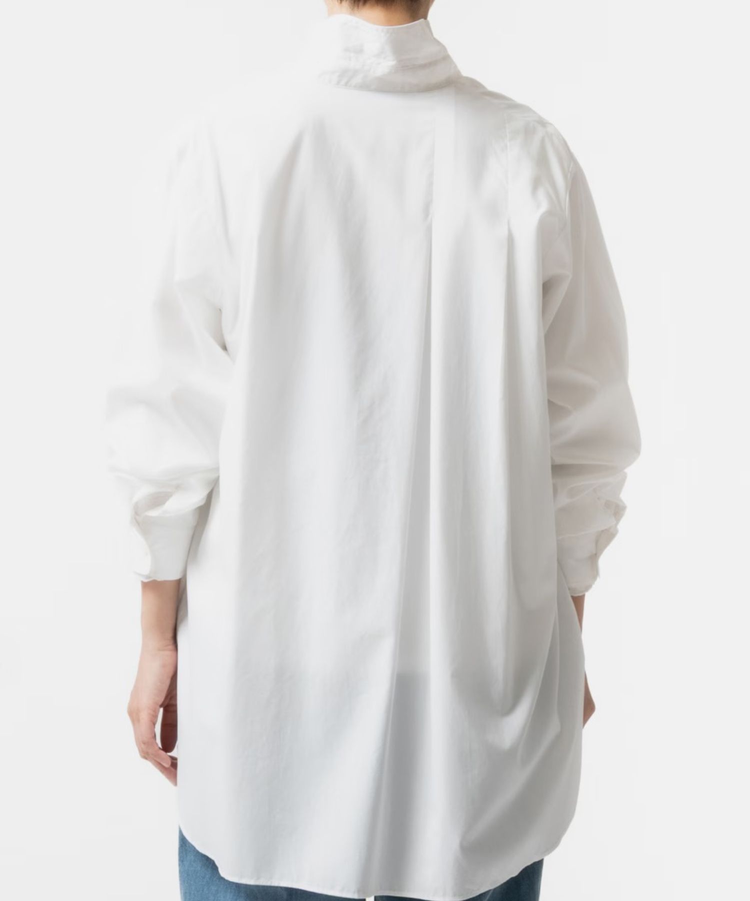 Pleated Shirt (オフホワイト()  セルロース /  ステンカラー/ タック / 吸湿速乾性 / 手洗可 / FS262-03007