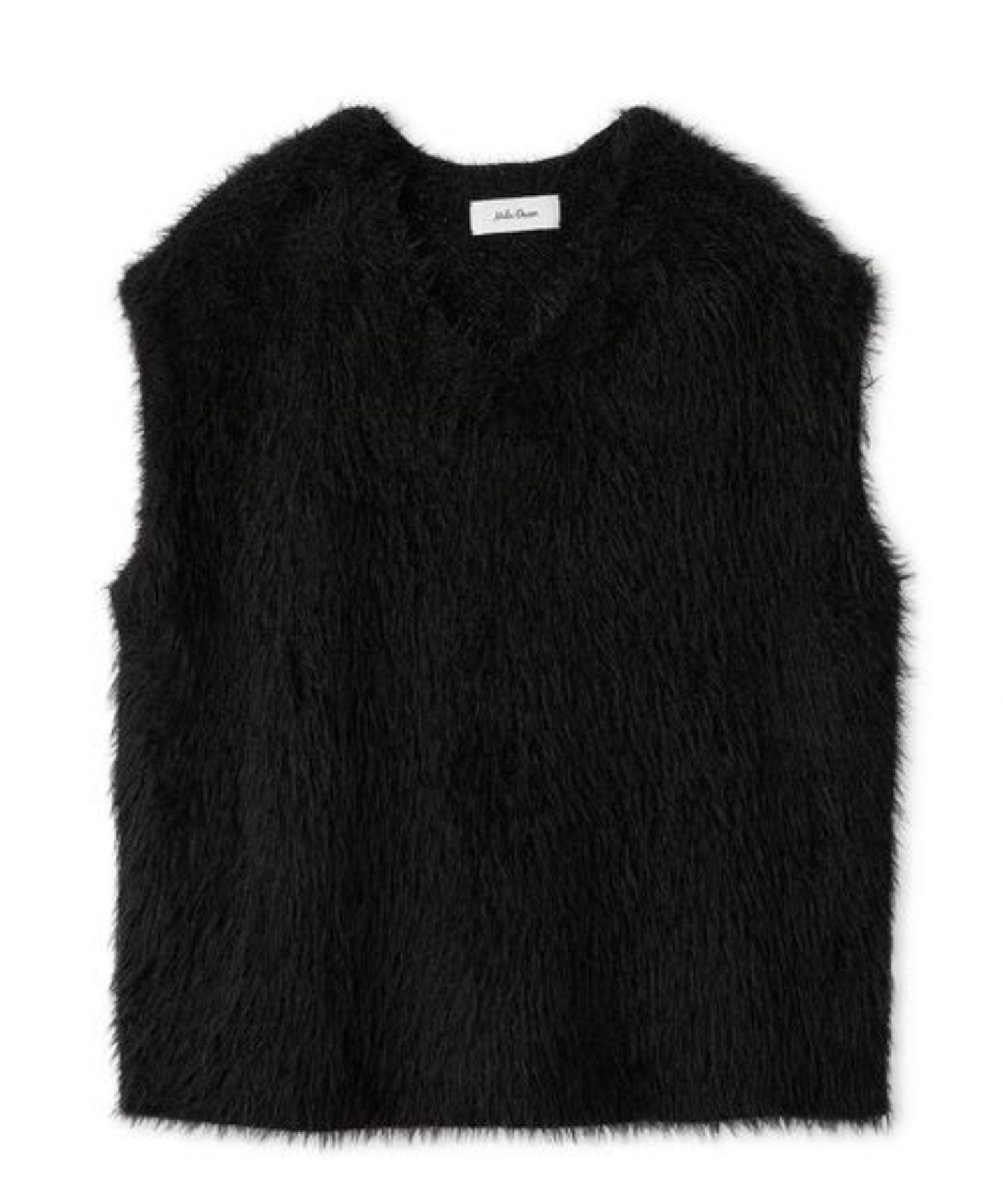 Vネックシャギーニットベスト ( BLK) ナイロン / 短めの着丈 / 伸縮性 / 軽い / 09WNV255124