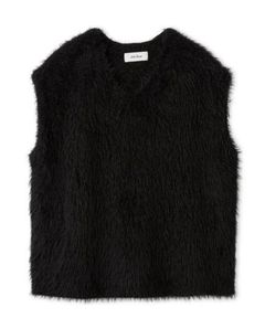 Vネックシャギーニットベスト ( BLK) ナイロン / 短めの着丈 / 伸縮性 / 軽い / 09WNV255124