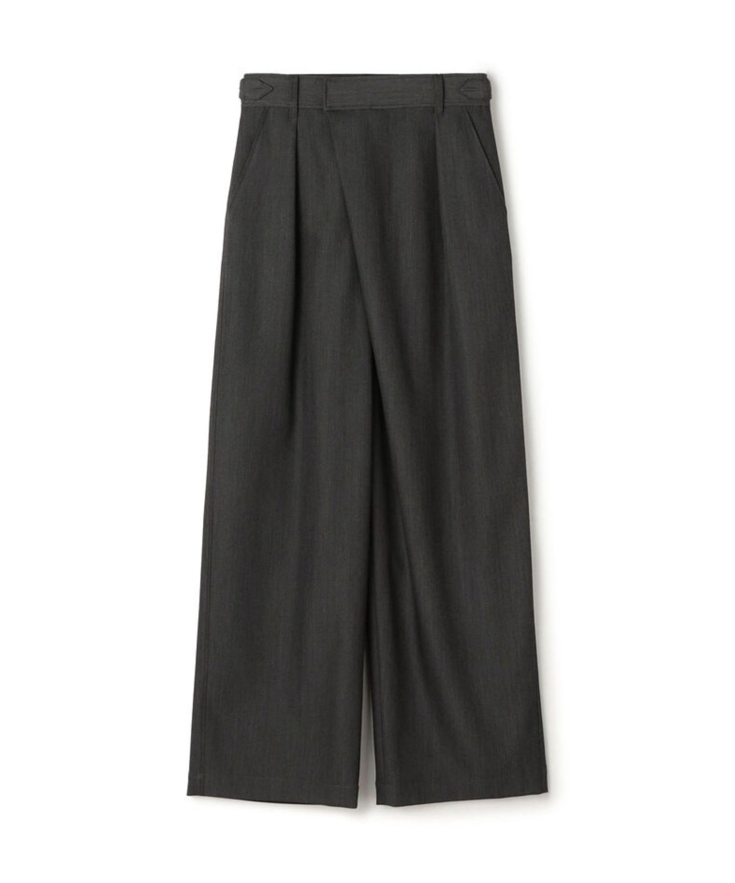 ポリエステルウールドスキン アシンメトリーパンツ ( チャコールグレー ) ポリエステル / やや薄手 / 裏地有り / 12-04-61-04101