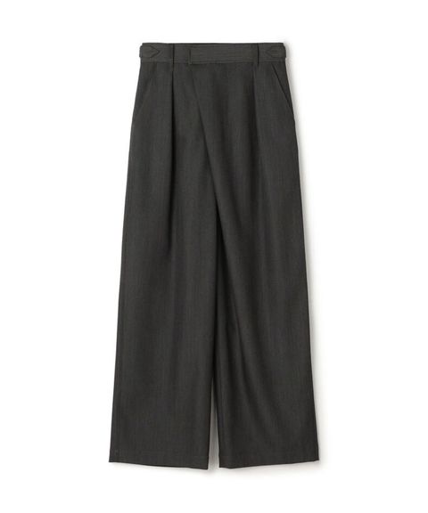 ポリエステルウールドスキン アシンメトリーパンツ ( チャコールグレー ) ポリエステル / やや薄手 / 裏地有り / 12-04-61-04101