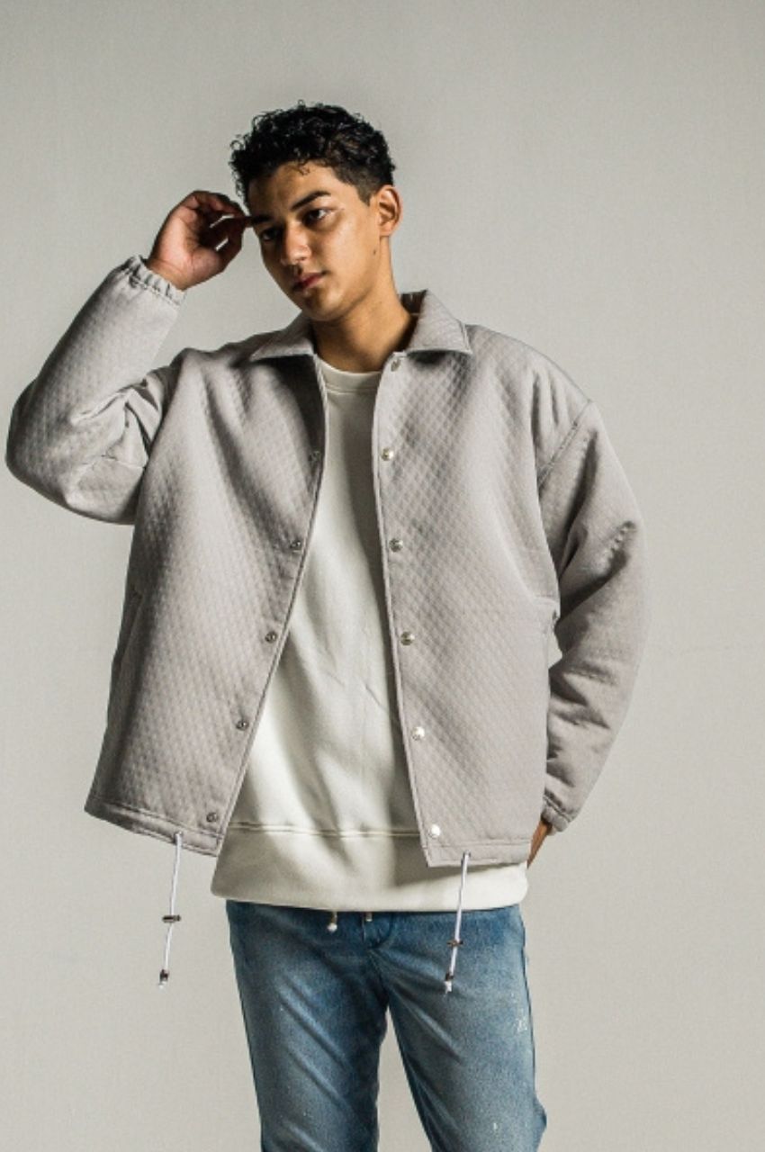 quilting coach jk (GREY) ポリエステル / キルティングジャガード / 裏エコファー / ドロップショルダー /  RC34-JK-005