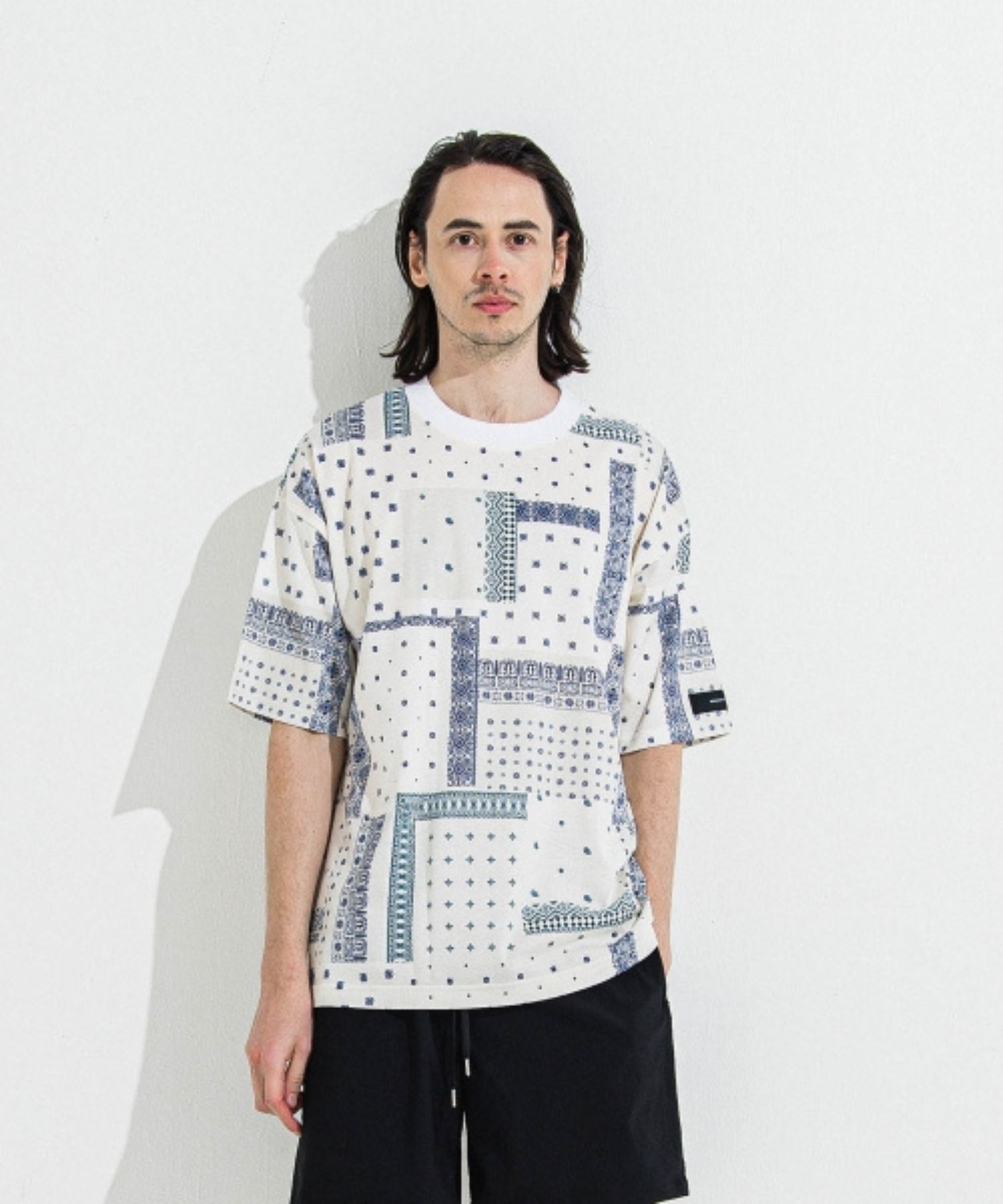 BANDANA OVER  TEE (WHITE) コットン / オーバーサイズ / オーガニックコットン / 5部袖 / RC36-T-009