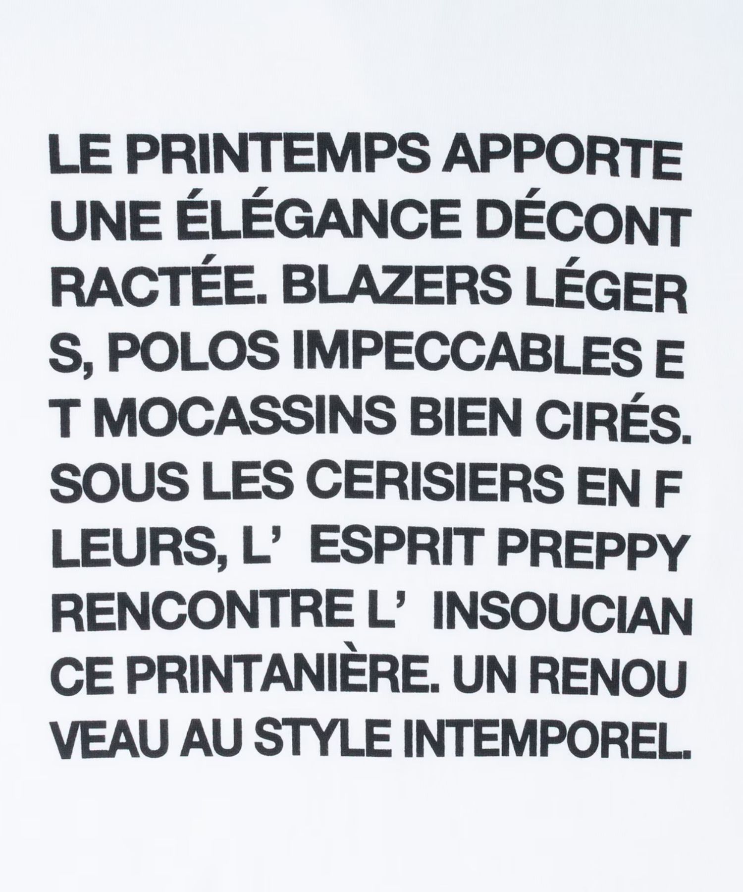 le ciel de HARRISS] BIG SILHOUETTE T-SHIRT_Message (ホワイト ) 綿 / フロントプリント / 首回りダブルステッチ / 手洗可 / BK261-13211