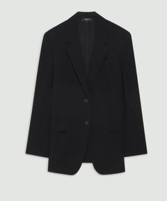 Satin Crepe Straight Blazer(ブラック) / トリアセテート / ウォッシャブル / 01-5204102