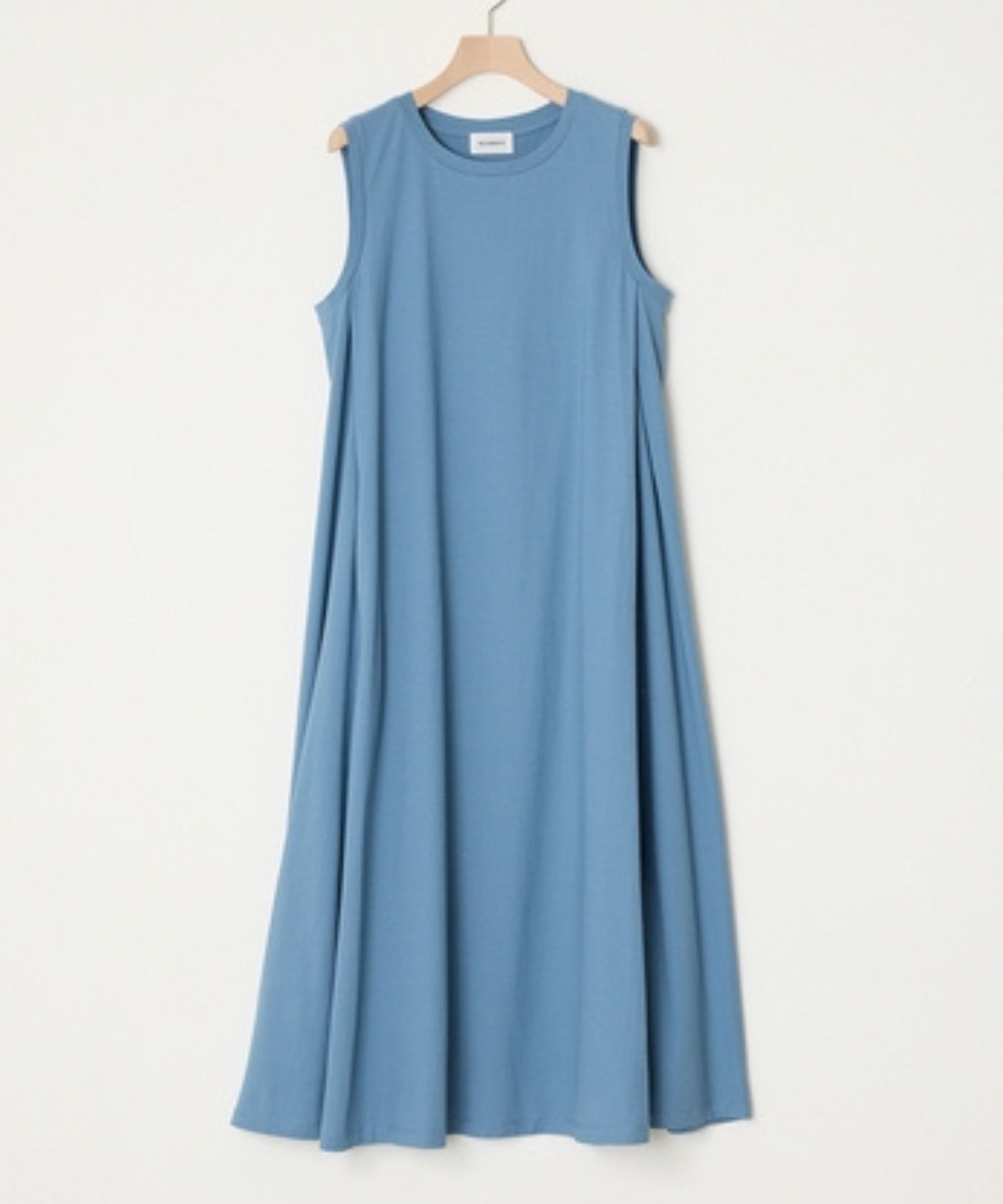 DRY JERSEY SLEEVELESS DRESS (ブルー) 綿 / ドライタッチ / フレアシルエット / 手洗い可 /  ADWS-501-06