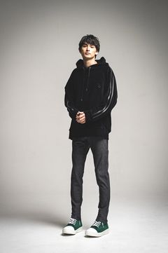 VELOUR LINE LOOSE HOODIE / ベロアラインパーカー