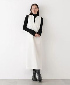 キーネックジャンパースカート(エクリュ)レーヨン / ポケット付き / サイドジップ / 手洗可 / 裏地あり / 0315240031