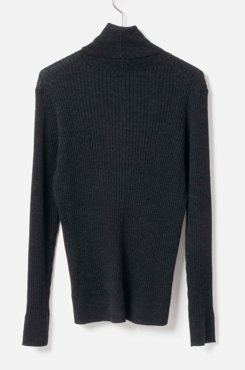 Turtleneck Rib Knit (チャコールグレー) 毛 / フィット感有り /Biella Yarn/ 柔らかい   /FN242-11451