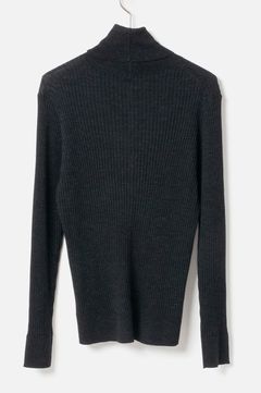 Turtleneck Rib Knit (チャコールグレー) 毛 / フィット感有り /Biella Yarn/ 柔らかい   /FN242-11451