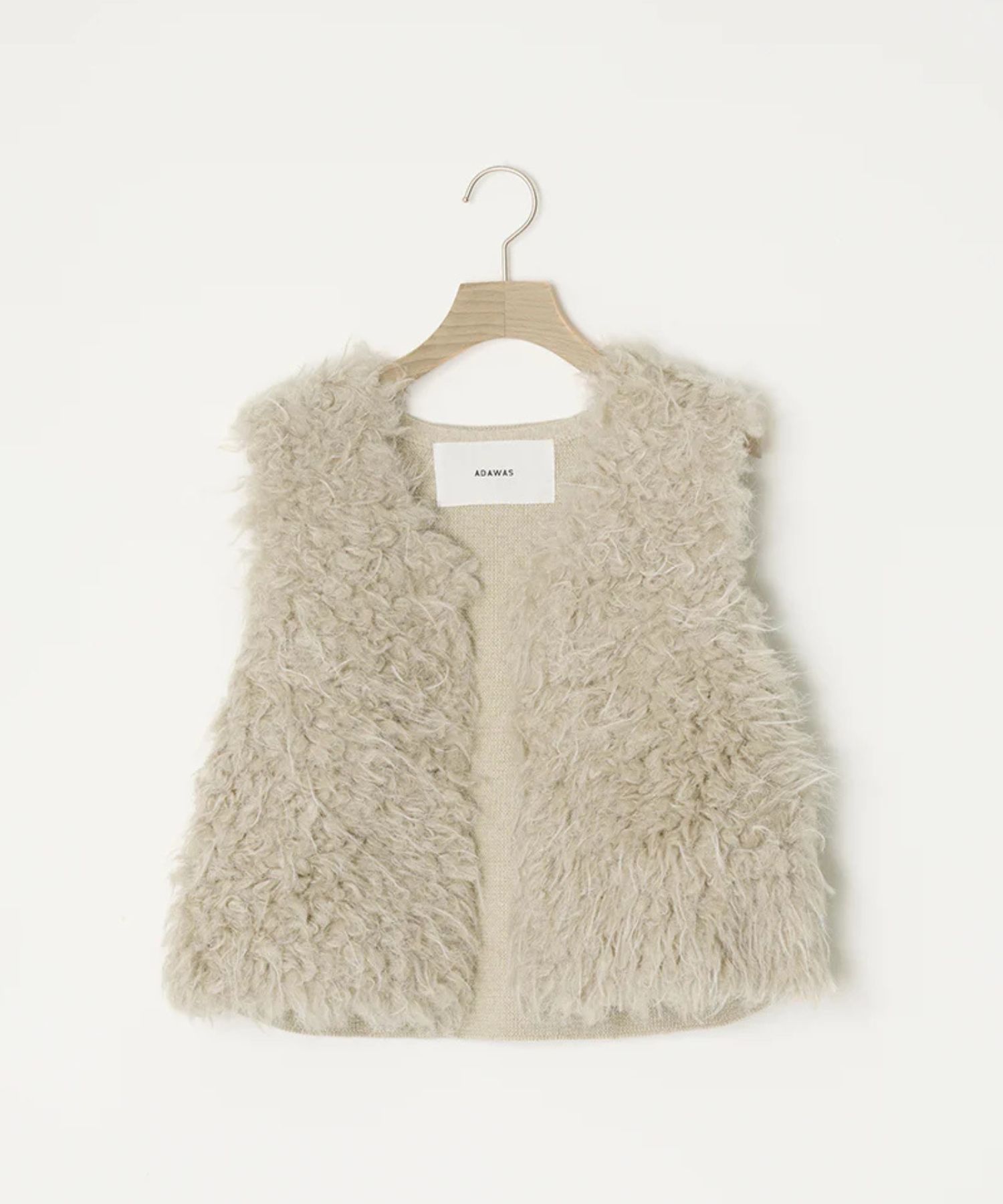 SHAGGY FAUX-FUR VEST( NATURAL )ポリエステル / フロントホック / サイドポケット/ 軽量ファーニット /ADWS-501-25