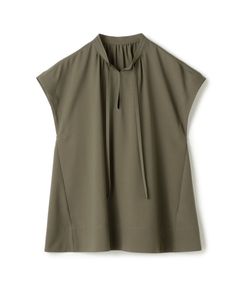 サブレジョーゼット スキッパーブラウス (カーキ ) ポリエステル / 軽量 / リラクシーシルエット / 手洗可 / 11-01-62-01431