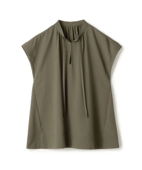 サブレジョーゼット スキッパーブラウス (カーキ ) ポリエステル / 軽量 / リラクシーシルエット / 手洗可 / 11-01-62-01431