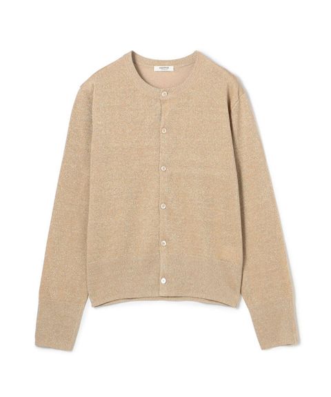 プレーンリネン クルーネックカーディガン(ゴールド) 麻 / ラメ有り / 伸縮性有り / 手洗可 / 12-02-52-02403